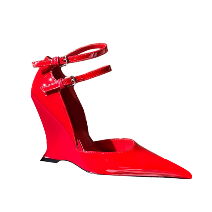 DELCO Ankle Strap Wedged Heel Sandals