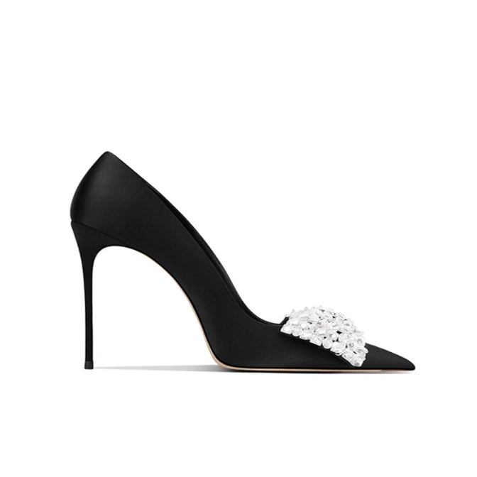 DUSRI Diamante Bow Mid Heel Pumps - 8cm