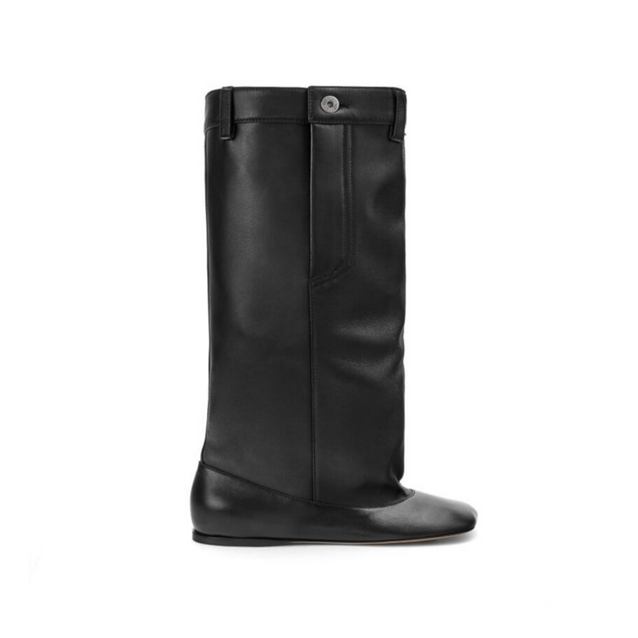 FEVIU Wedged Heel Leather Ankle Boots