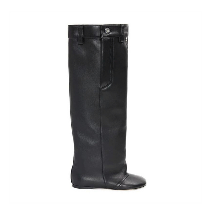 FEVIU Wedged Heel Leather Ankle Boots