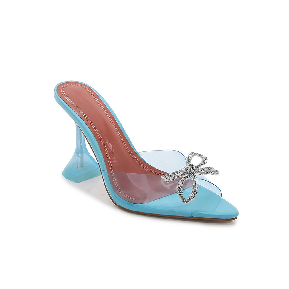RAFAL Diamante Bow Naked Mules Sandals
