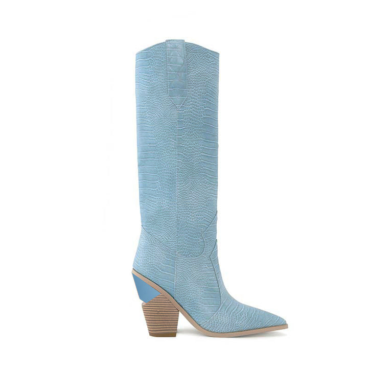 GESA Sculptured Heel Western Cowboy Knee High Boots