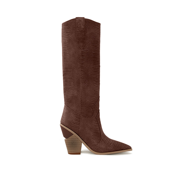 GESA Sculptured Heel Western Cowboy Knee High Boots