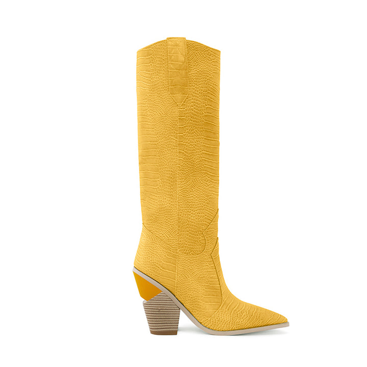 GESA Sculptured Heel Western Cowboy Knee High Boots