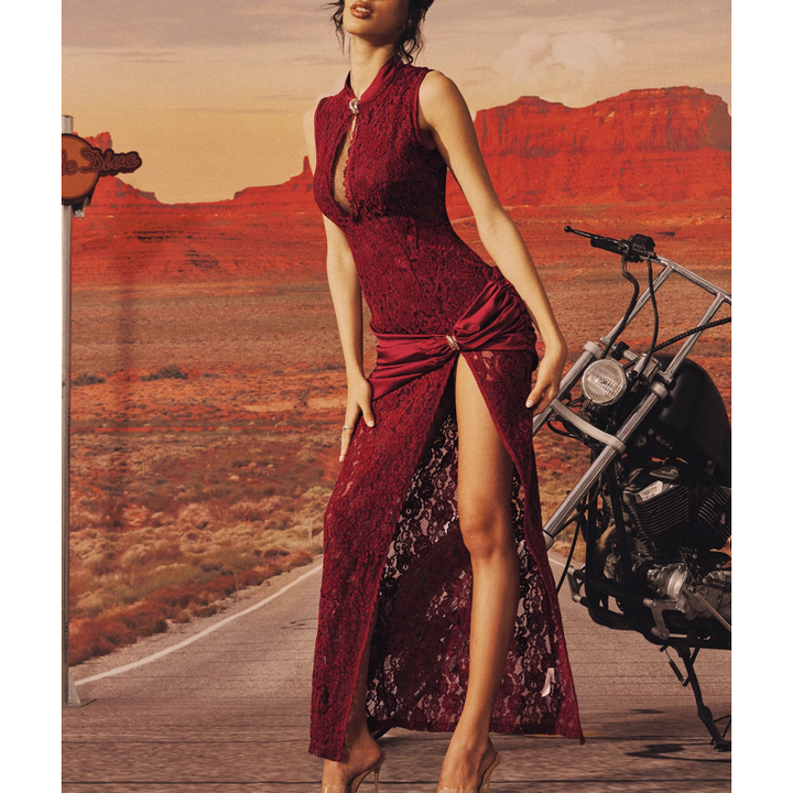 HAGEV Cut Out Slip Evening Dress Gown