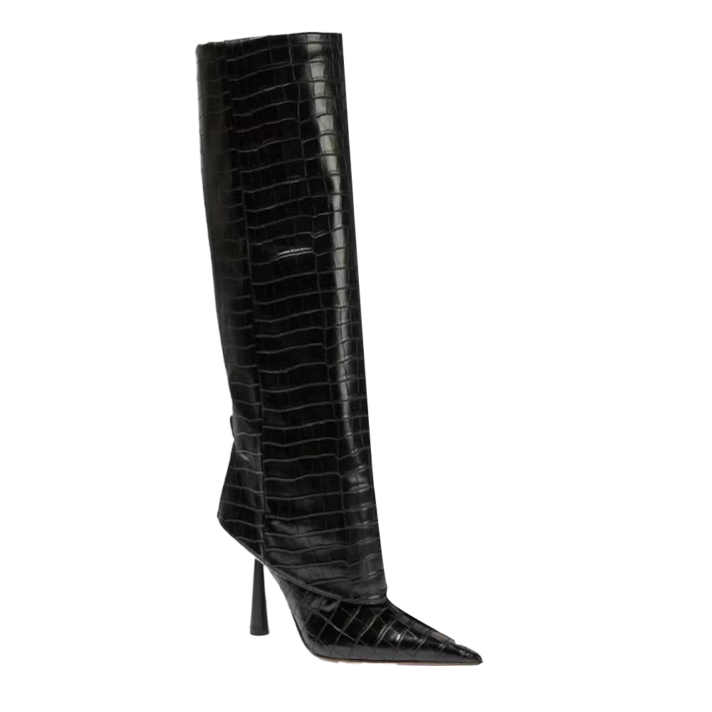 Black HASGI Stiletto Heel Knee High Boots i The Label – I The Label