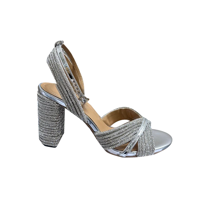 HERUH Diamante Block Heel Sandals