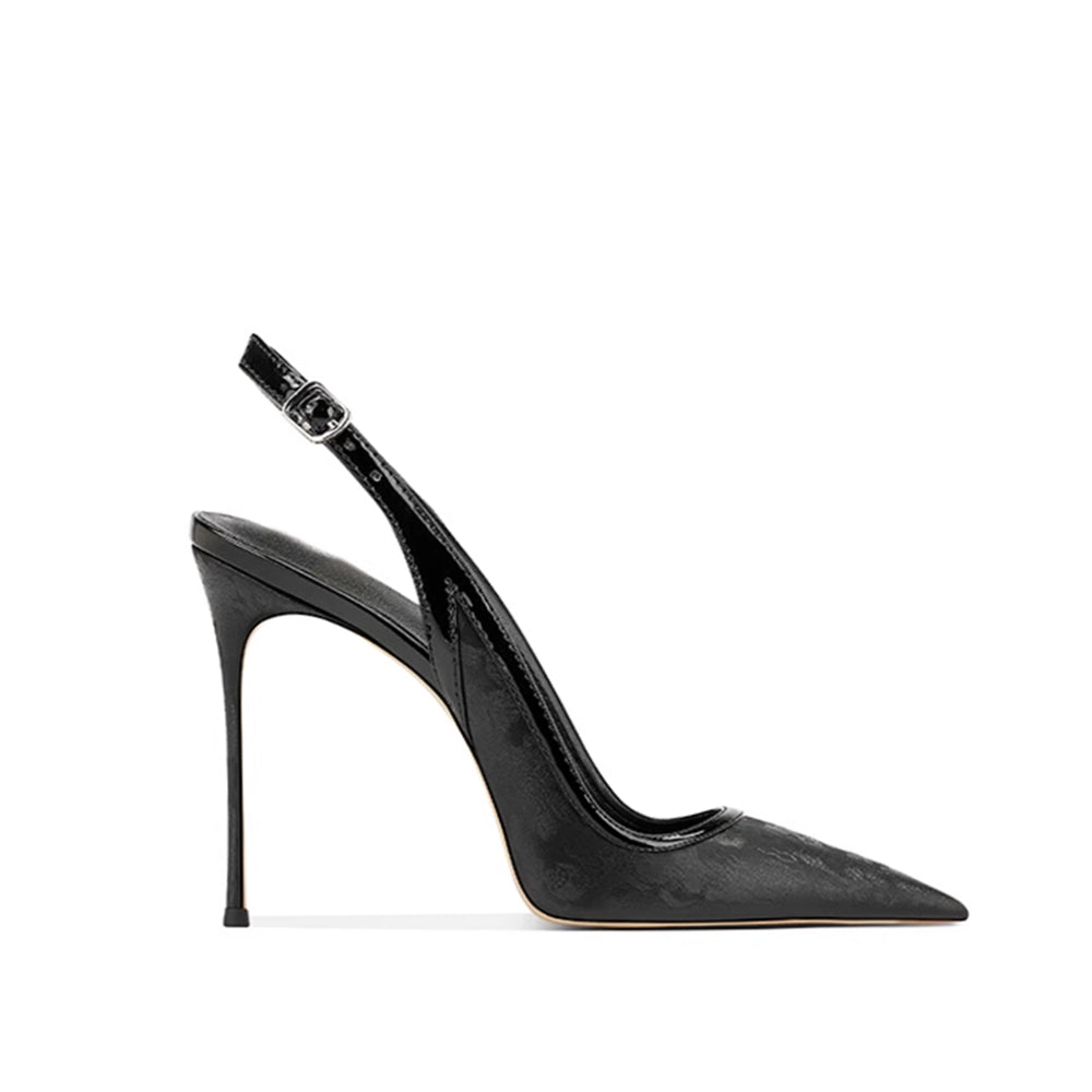 high heel 100 slingback sandal black quilted calfskin