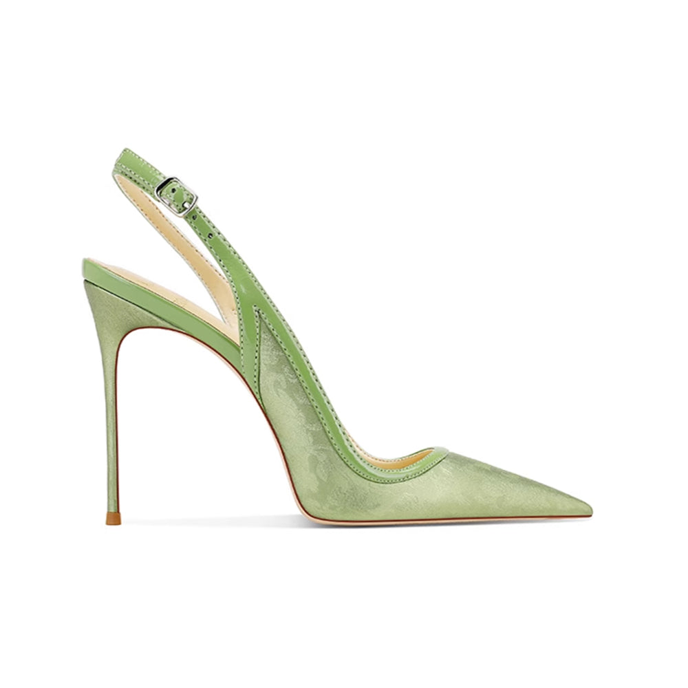 Green fashion mid heel sandals