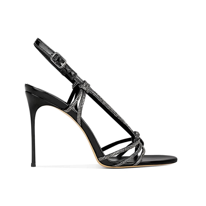 HESRA Diamante Mid Heel Sandals - 8cm