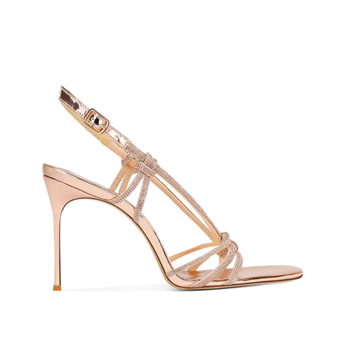 HESRA Diamante Mid Heel Sandals - 6cm