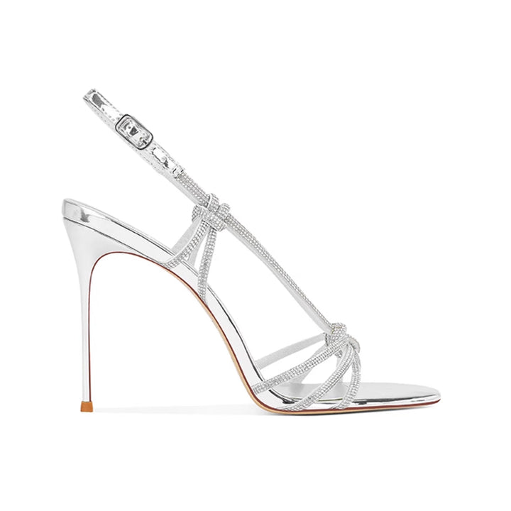 HESRA Diamante Mid Heel Sandals - 8cm