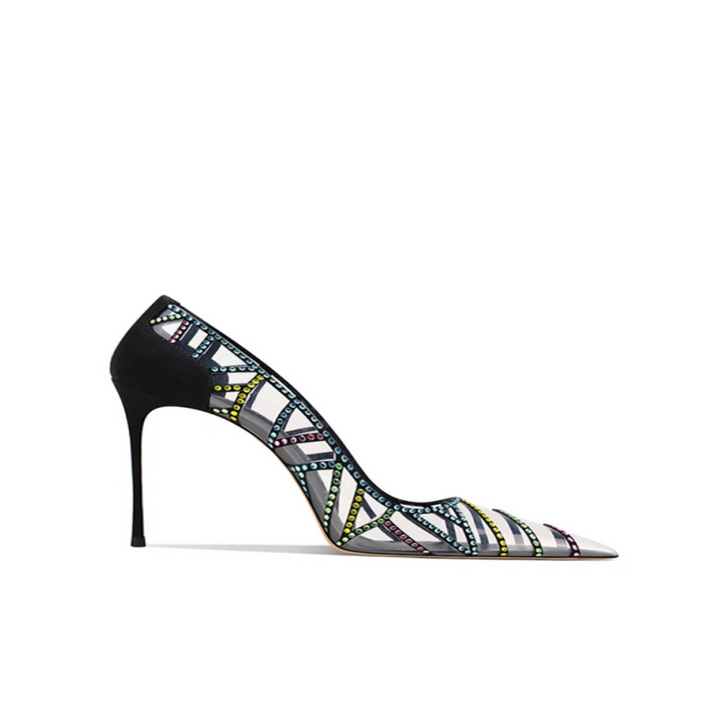 HOICA Diamante PVC Mid Heel Pumps - 6cm