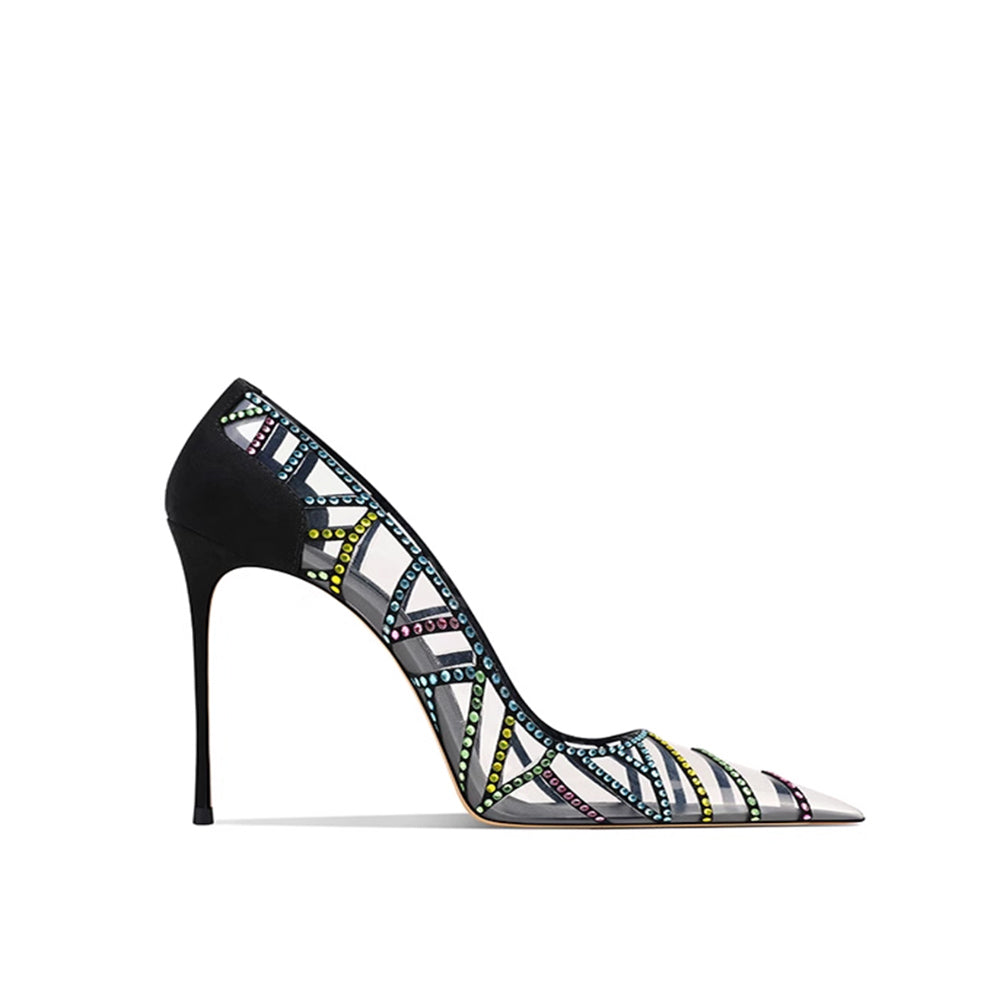 HOICA Diamante PVC Mid Heel Pumps - 8cm