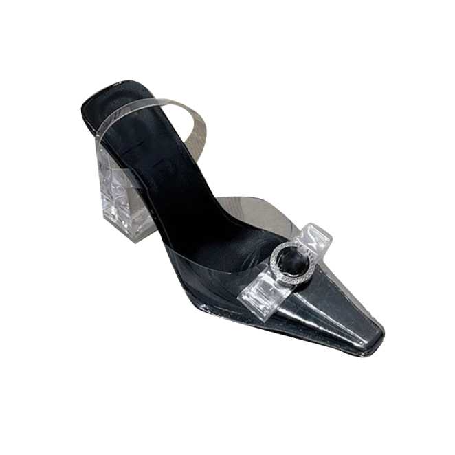 HOLRE Bow PVC Transparent Heel Sandals - 9.5cm