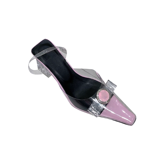 HOLRE Bow PVC Transparent Heel Sandals - 6cm