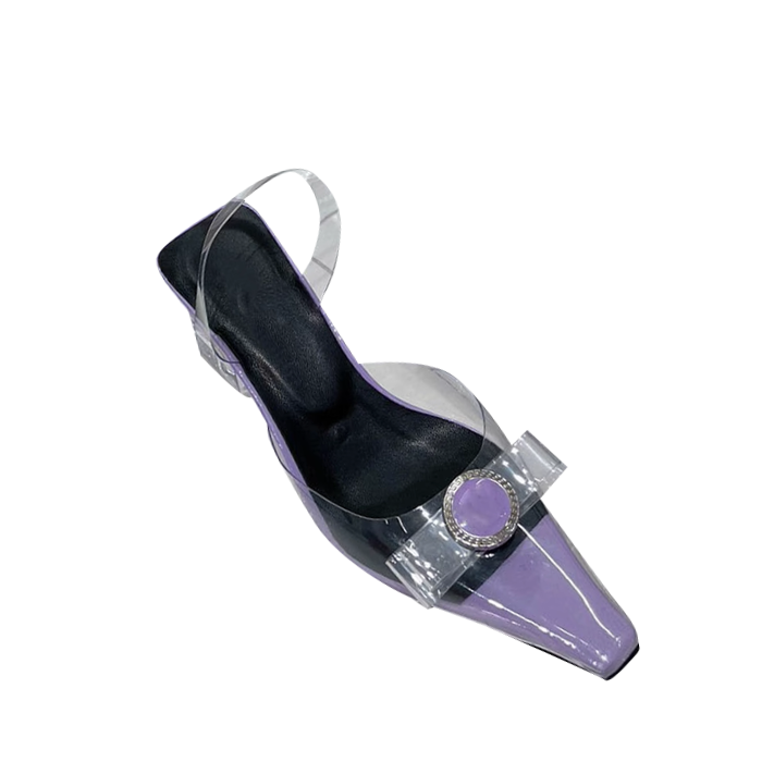 HOLRE Bow PVC Transparent Heel Sandals - 6cm