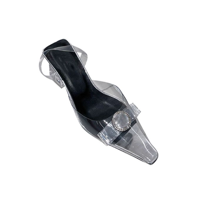 HOLRE Bow PVC Transparent Heel Sandals - 6cm