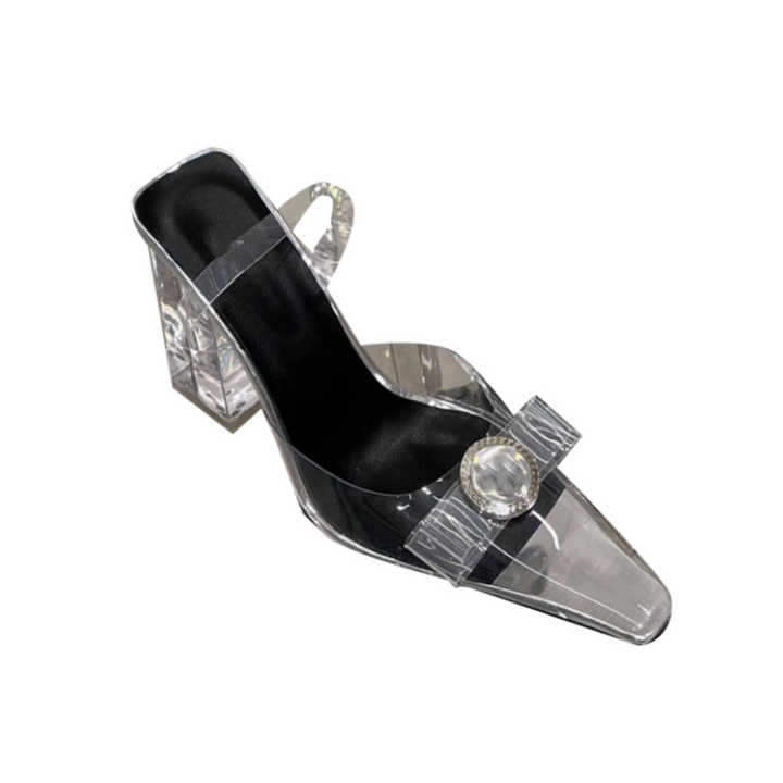 HOLRE Bow PVC Transparent Heel Sandals - 9.5cm
