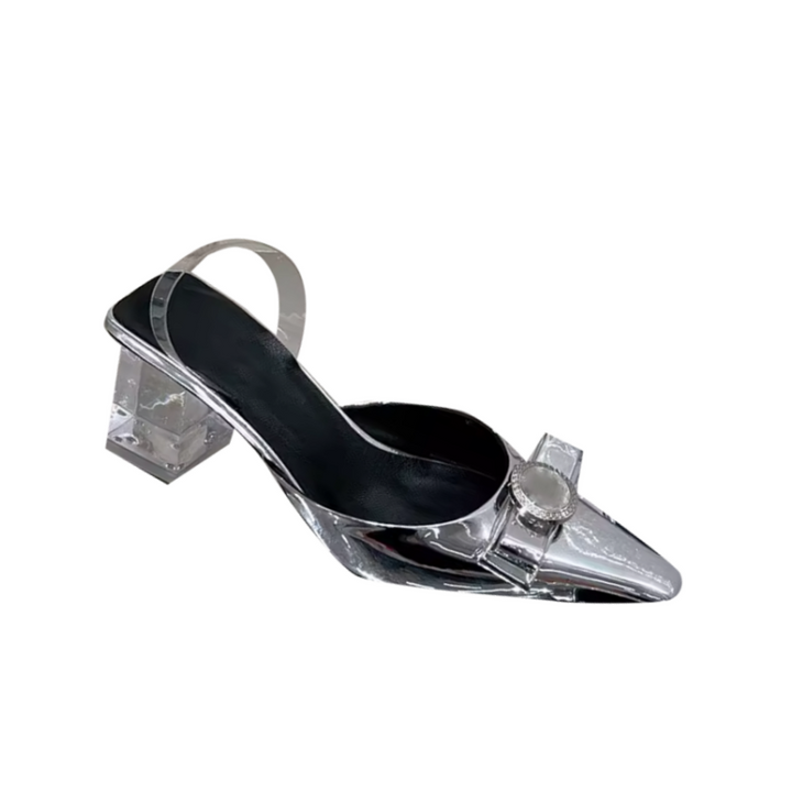 HOLRE Bow Transparent Heel Sandals - 6cm
