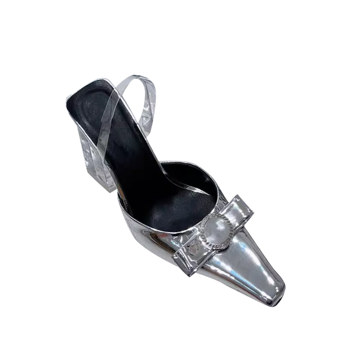 HOLRE Bow Transparent Heel Sandals - 9.5cm