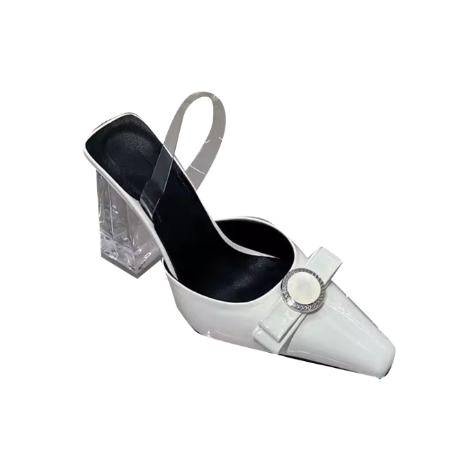 HOLRE Bow Transparent Heel Sandals - 9.5cm