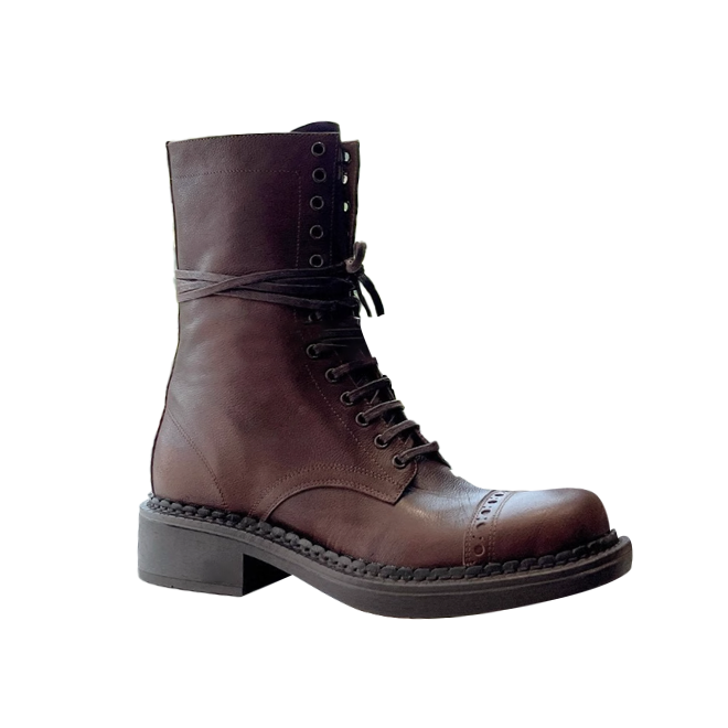 Brown lace up biker boots clearance