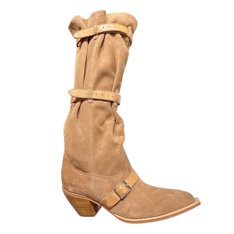 HUSIB Buckled Knee High Boots