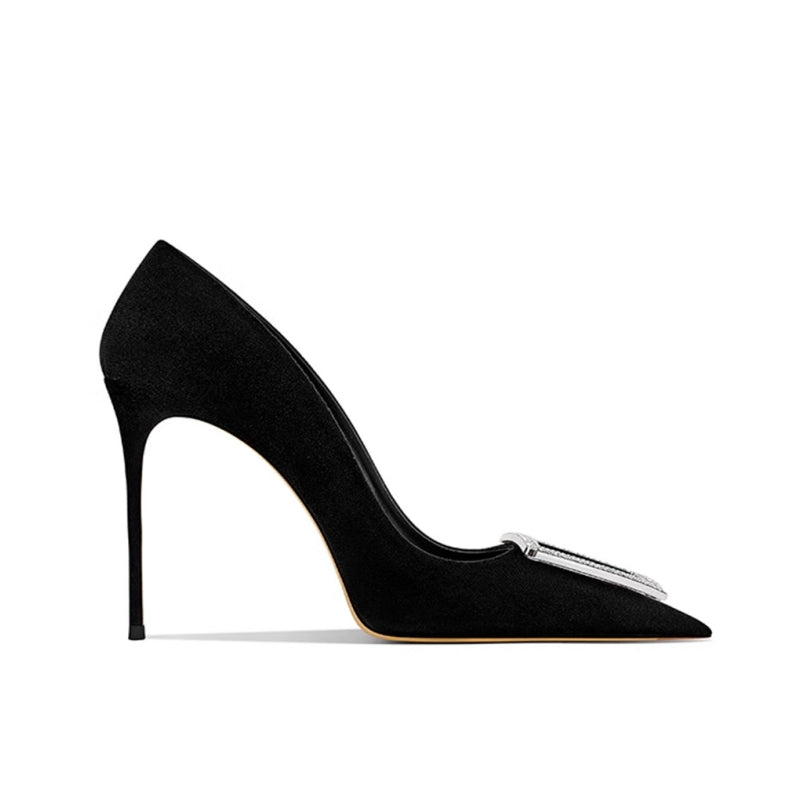 JANUH Diamante Buckled Mid Heel Pumps - 8cm