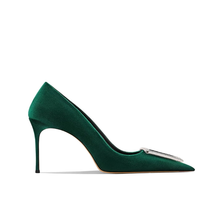 JANUH Diamante Buckled Mid Heel Pumps - 6cm