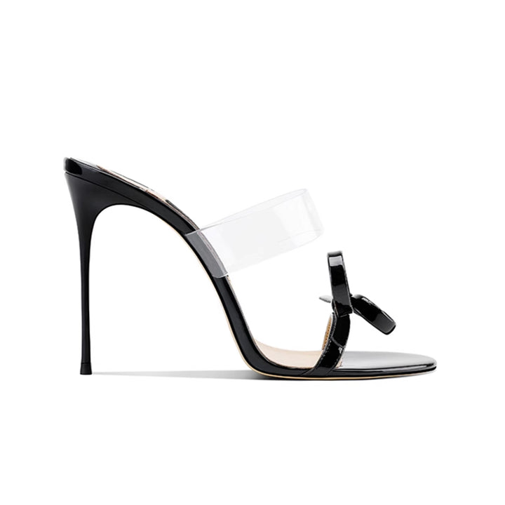 JODIY Bow PVC Mules Sandals - 8cm