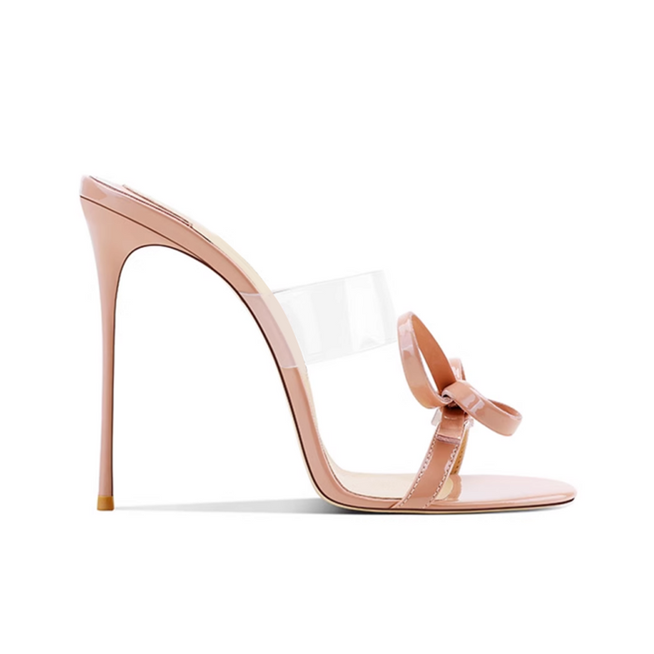JODIY Bow PVC Mules Sandals - 10cm
