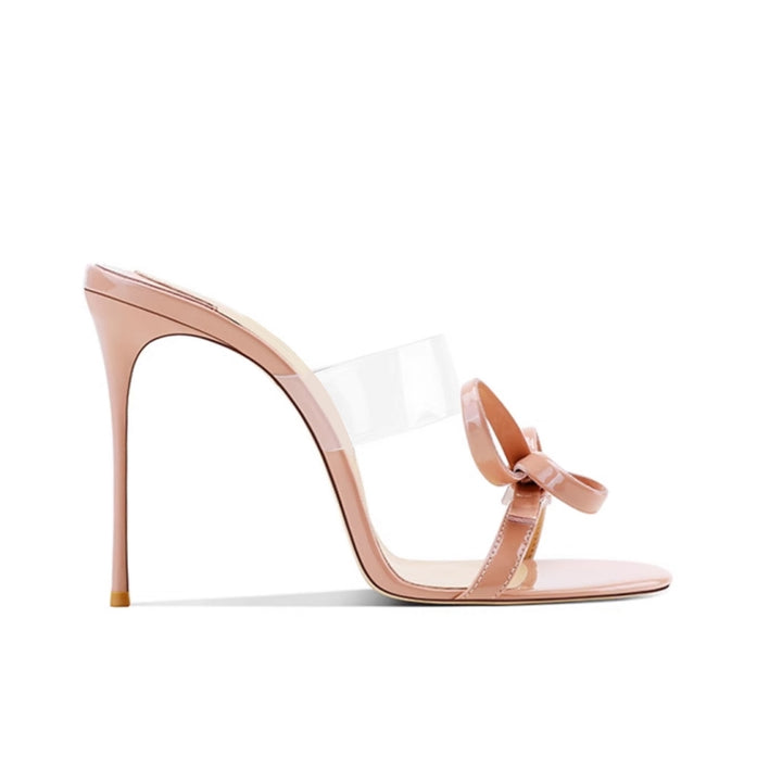 JODIY Bow PVC Mules Sandals - 8cm