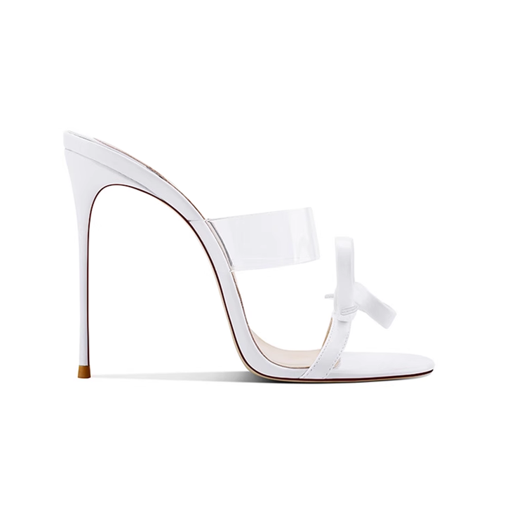 JODIY Bow PVC Mules Sandals - 10cm