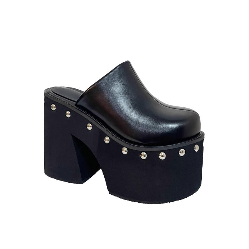 未着用　Mou　studded platform mules　38 Black JOHTA Studded Platform Mules Sandals | i The Label – I