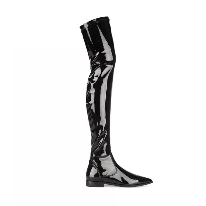 JOLRE Patent Leather Over The Knee Boots