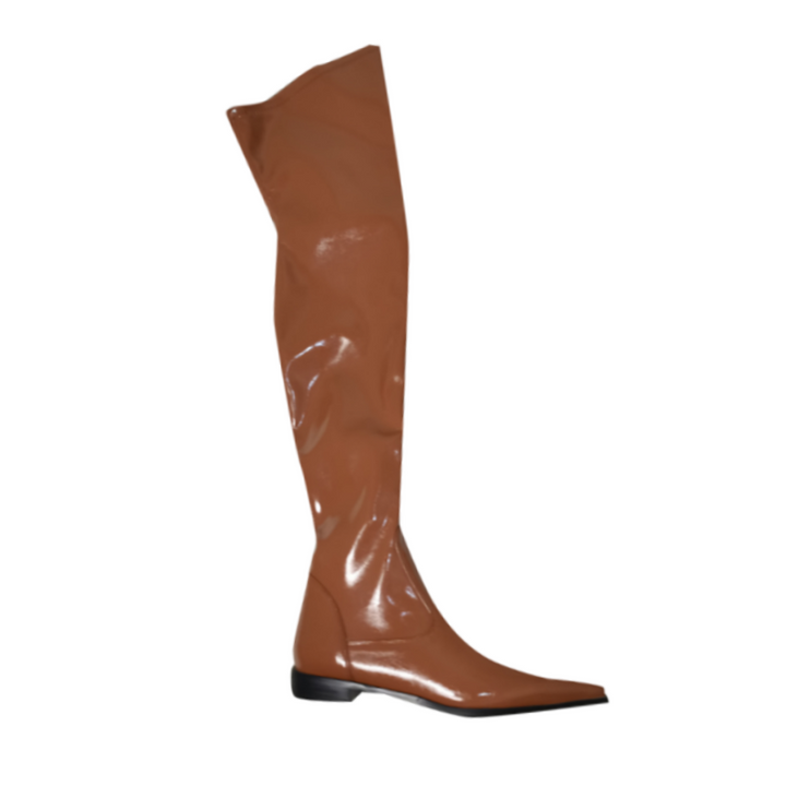 JOLRE Patent Leather Over The Knee Boots