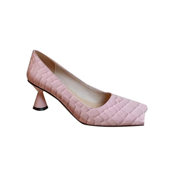 JUMMA Leather Mid Heel Pumps