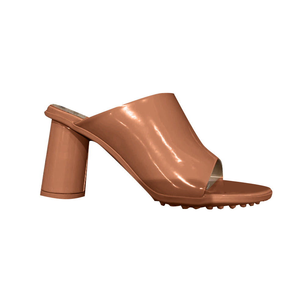 JUTIV Leather Block Heel Mules Sandals