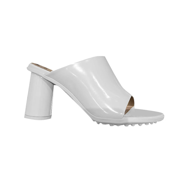 JUTIV Leather Block Heel Mules Sandals