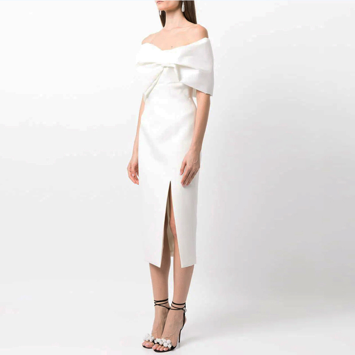 KAHJU Bow Off-Shoulder Evening Dress Gown