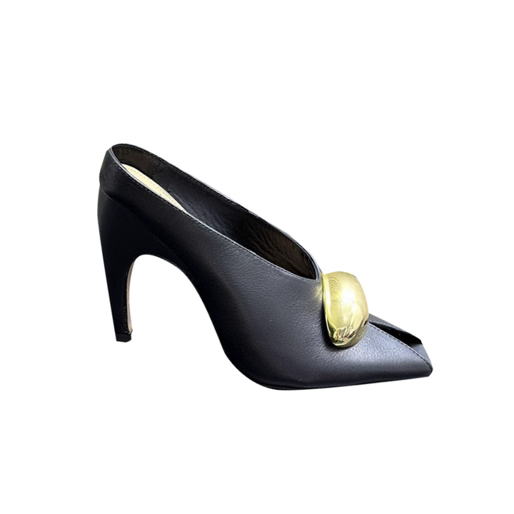 RIUCE Metal Embellished Peep Toe Mules Sandals