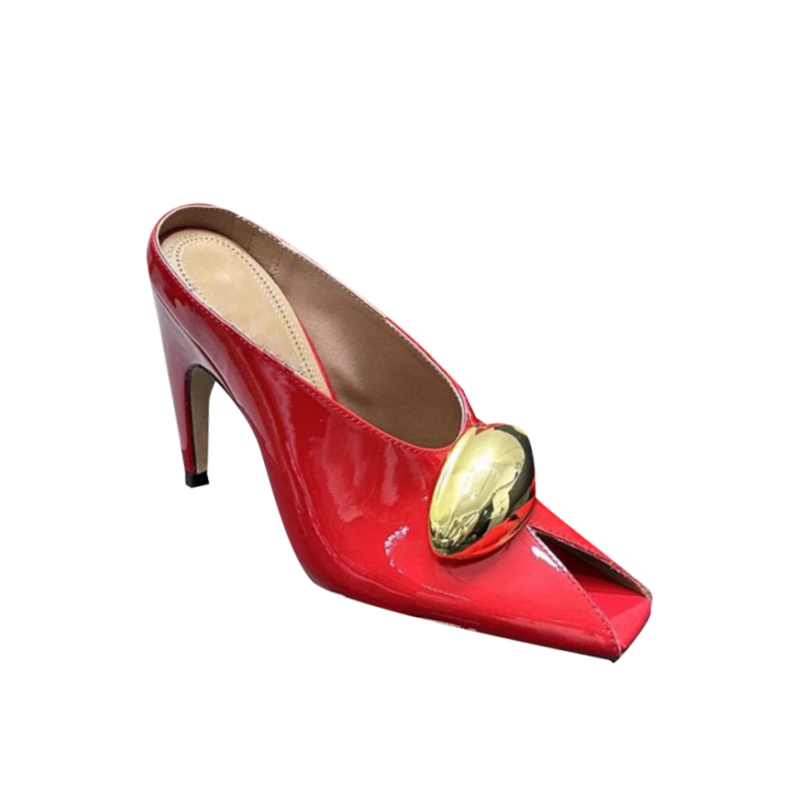 RIUCE Metal Embellished Peep Toe Mules Sandals