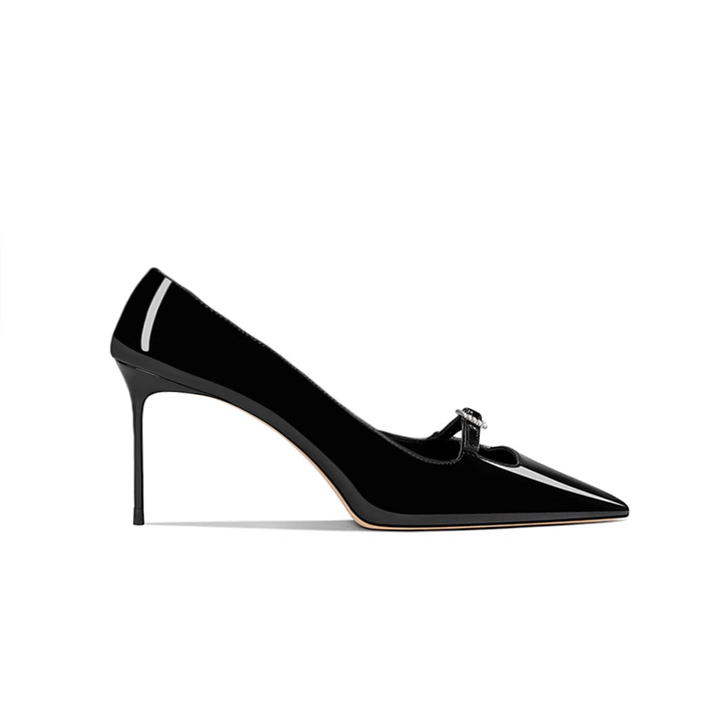 KERVA Diamante Buckled Mid Heel Pumps - 6cm