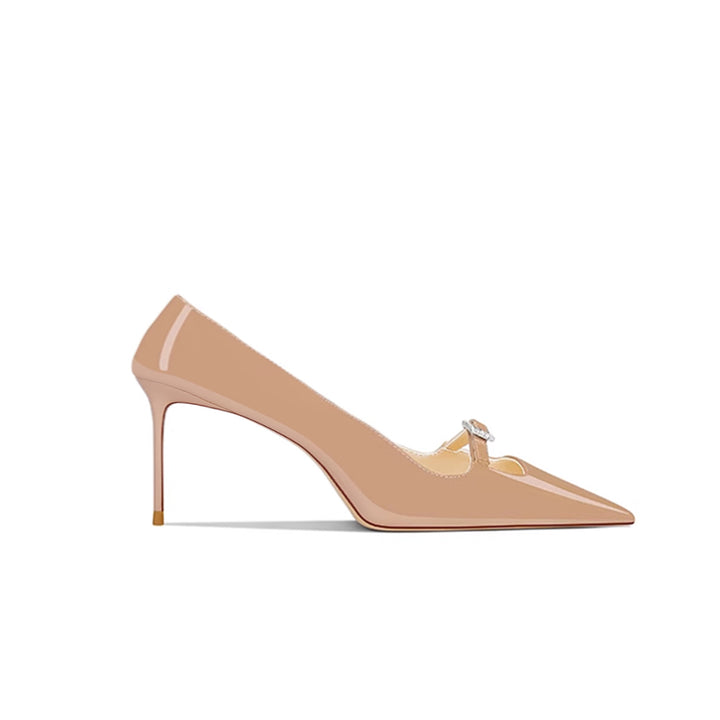 KERVA Diamante Buckled Mid Heel Pumps - 6cm