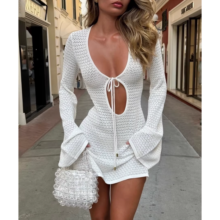 KHAVI Cut Out Knitwear Mini Dress