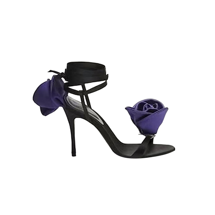 KICRU Flower Lace Up High Heel Sandals