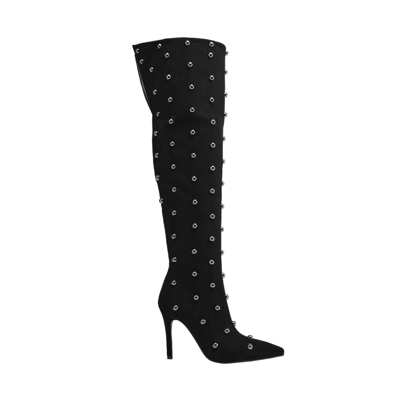 Black KONEU Studded High Heel Over The Knee Boots i The Label I The Label
