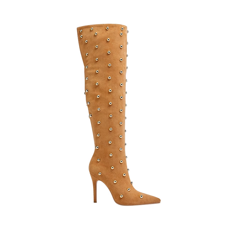 KONEU Studded High Heel Over The Knee Boots