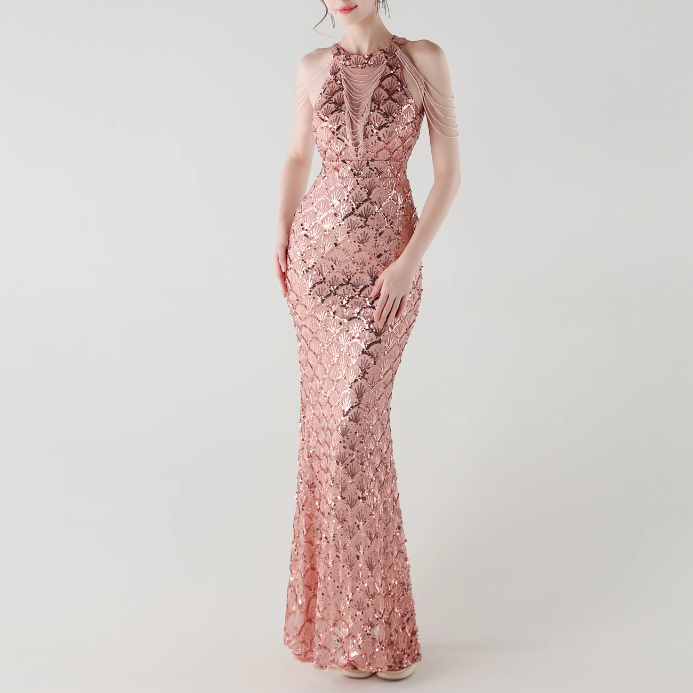 KOVTE Sequinned Evening Dress Gown